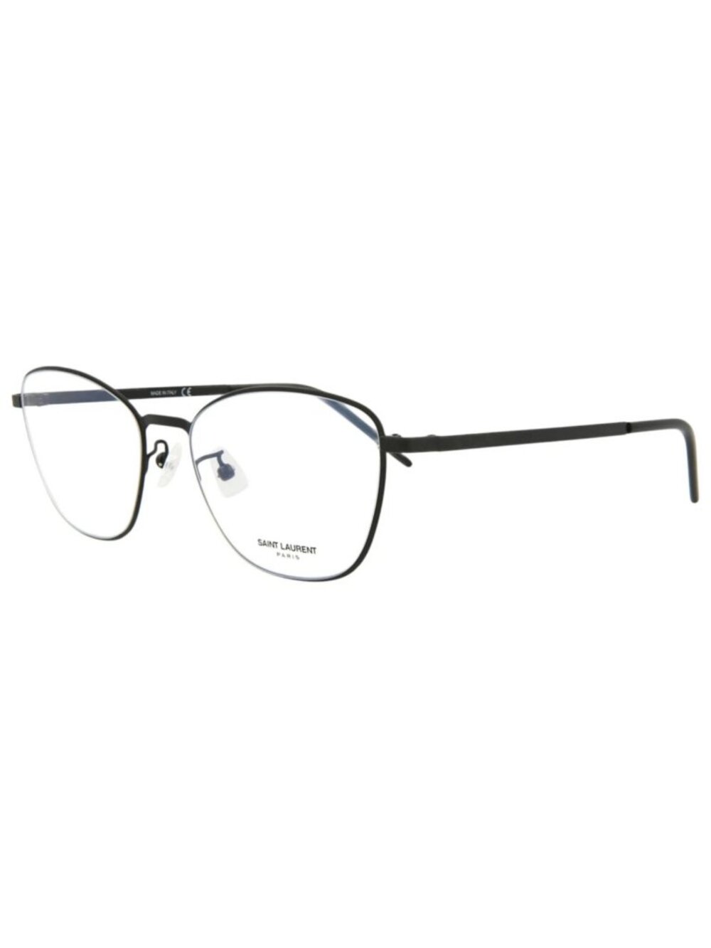 New Saint Laurent Women's Eyeglasses Cat Eye Metal Frame Black Black Transparent